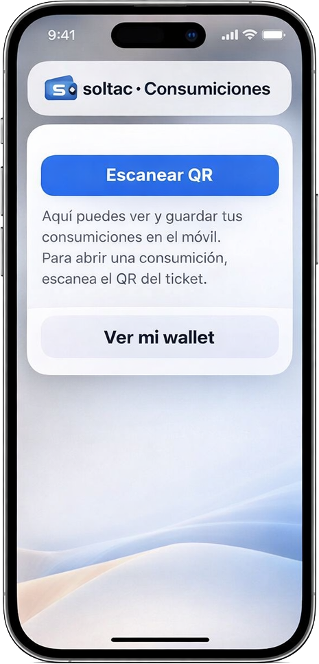 Pantalla principal de soltac WALLET